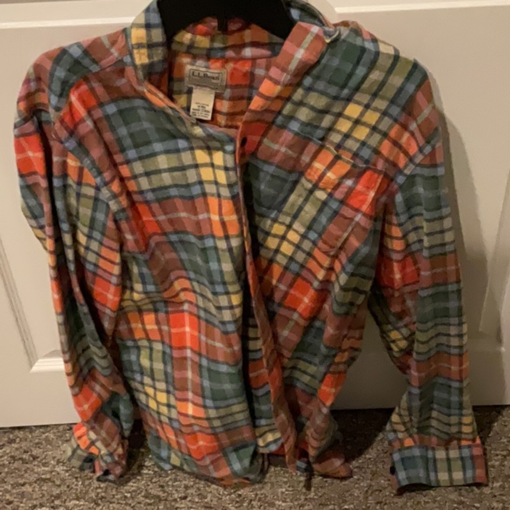 LL Bean Vibrant Plaid Button-Up Shirt
